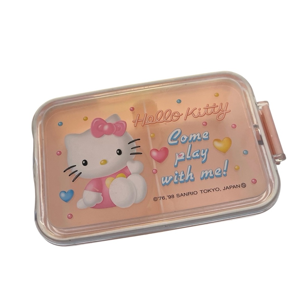 Vintage Hello Kitty Kids Lunch Box Bento Pink Y2K Rare Plastic Japan 90s Kawaii